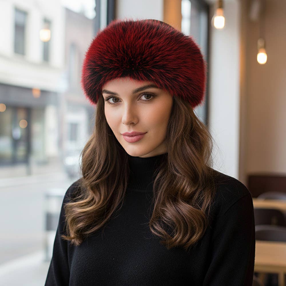 Elegant Faux Fur Winter Headband Earmuff: Red