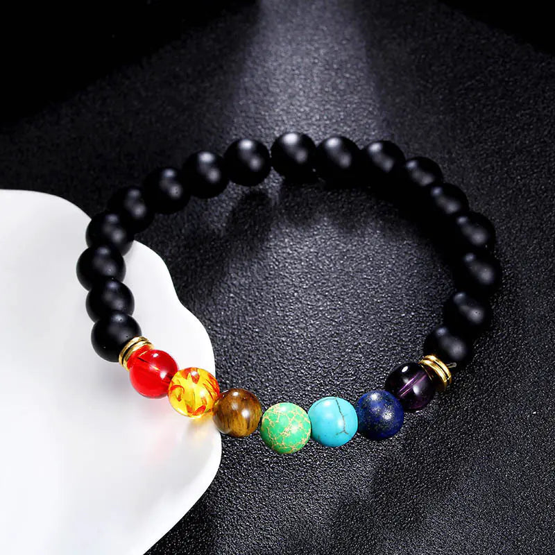 Colorful Chakra Yoga Energy Bracelet with Crystal Beads
