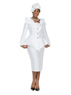 Giovanna 2pc Silky Twill Ruffled Neck Suit - Plus, Style 0962W