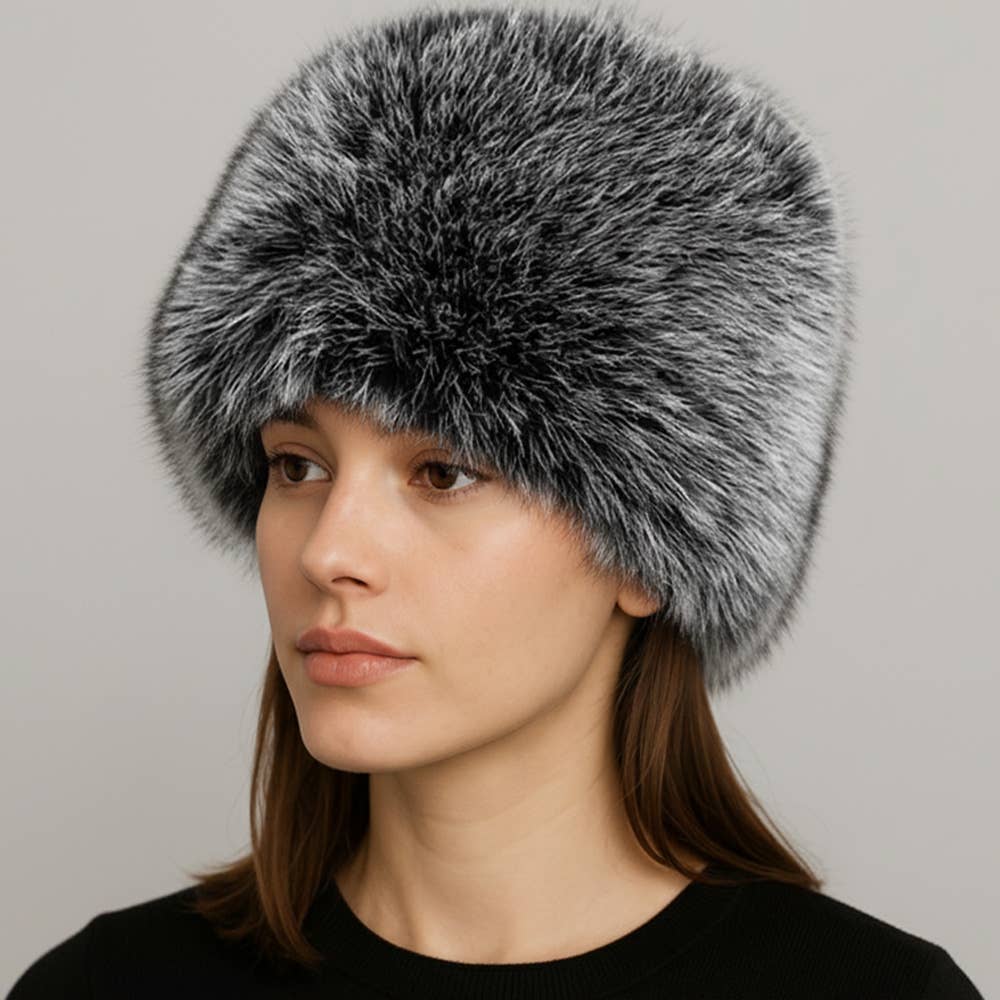 Elegant Plush Faux Fur Winter Hat: Red