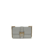 PINKO Gray Calf Leather Bos Taurus Shoulder Bag