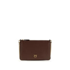 PINKO Bordeaux Calf Leather Bos Taurus Shoulder Bag
