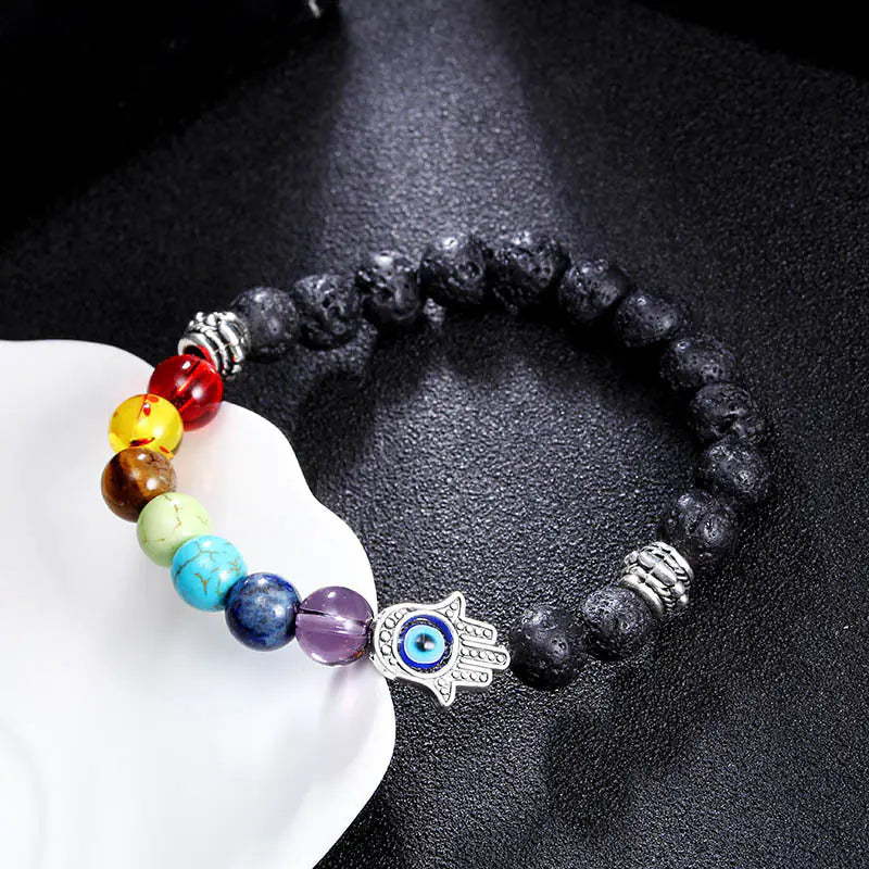 Colorful Chakra Yoga Energy Bracelet with Crystal Beads