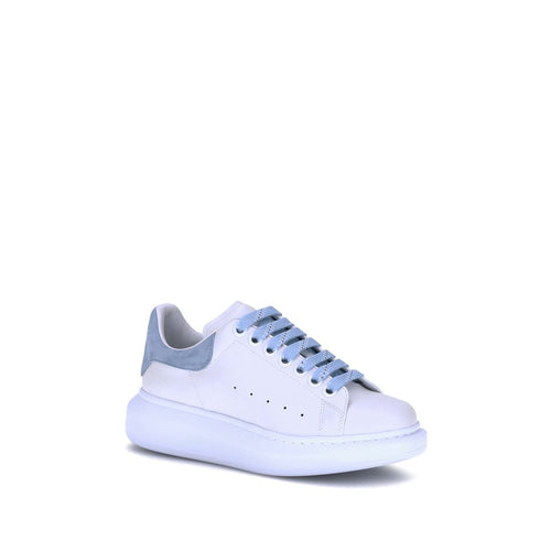Alexander McQueen Niebieskie Skórzane Sneakersy na Platformie ze Skóry Bydlęcej