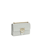 PINKO Gray Calf Leather Bos Taurus Shoulder Bag