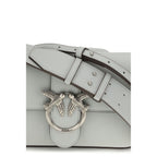 PINKO Gray Calf Leather Bos Taurus Shoulder Bag