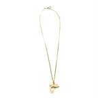 Christian Dior Dolphin Motif Rhinestone Gold Plated Necklace
