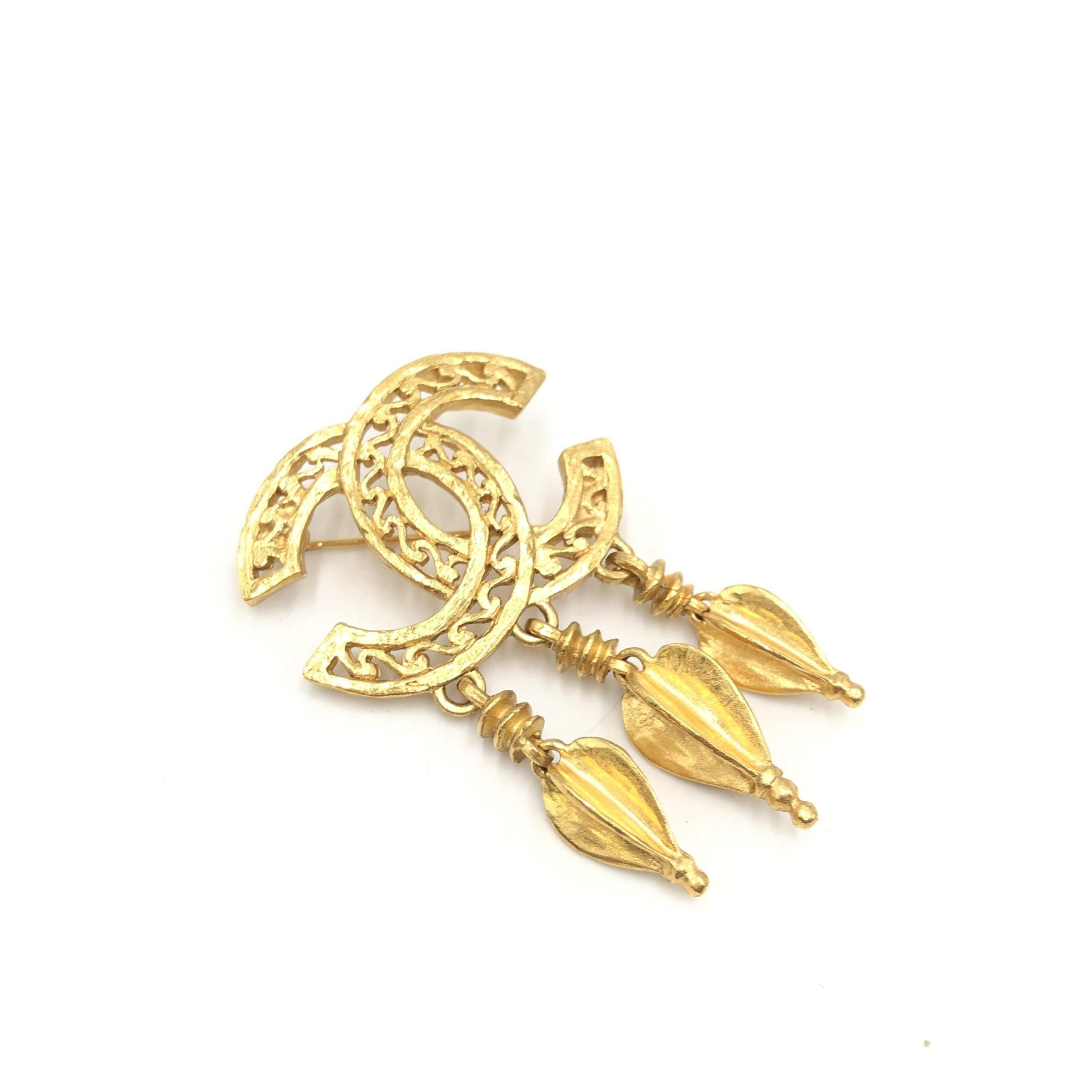 Chanel Gold Plated CC Logo Brooch