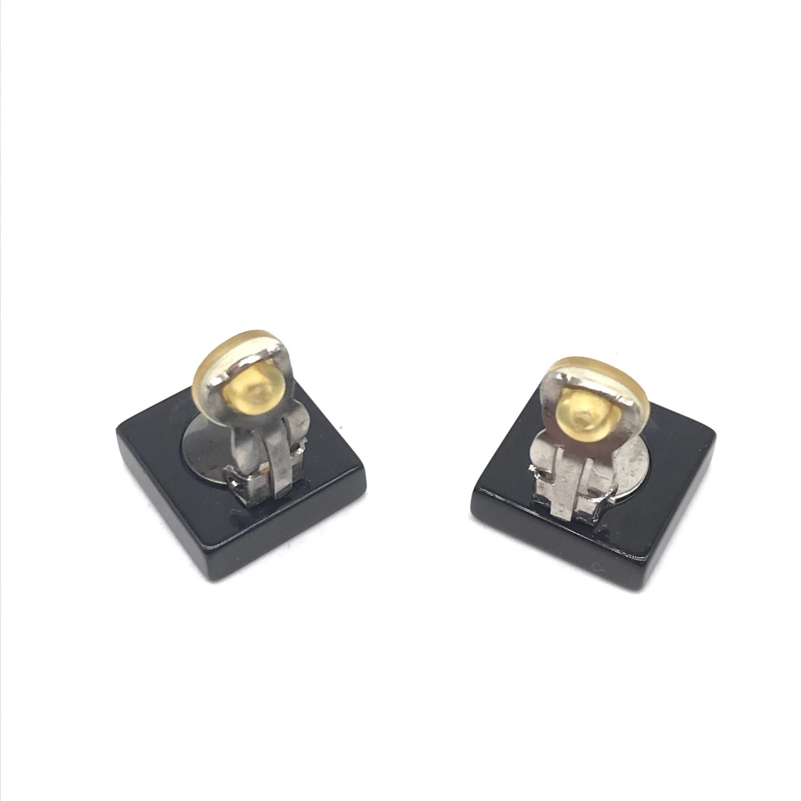 Chanel Coco Mark Square Clip-On Earrings