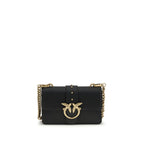 PINKO Black Calf Leather Bos Taurus Shoulder Bag
