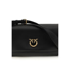 PINKO Black Calf Leather Bos Taurus Shoulder Bag