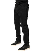 Dolce & Gabbana Black Tattered Skinny Cotton Denim Jeans