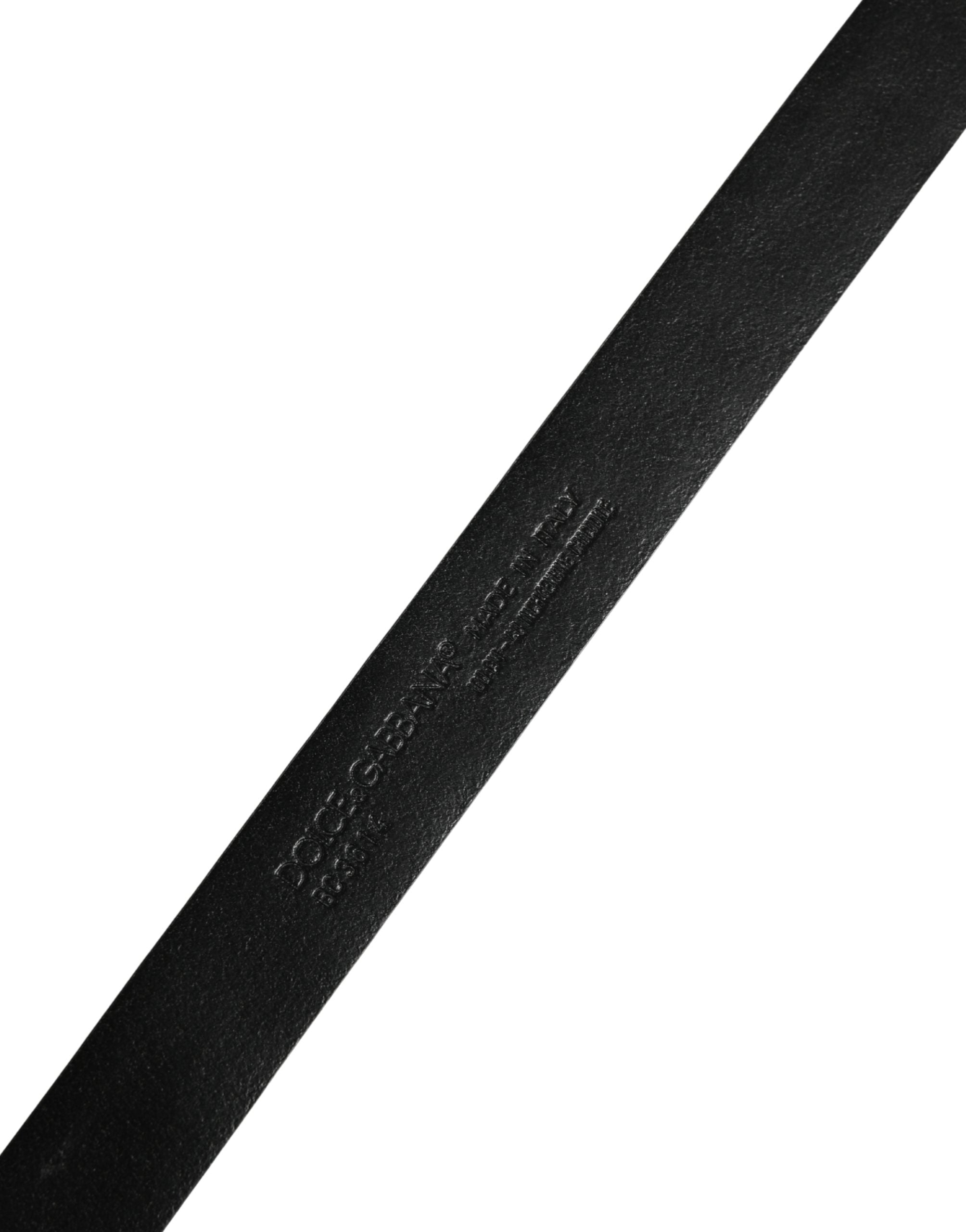 Dolce & Gabbana Men Black Exotic Leather Metal Buckle Belt