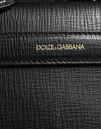 Dolce & Gabbana Black Car Man Applique Leather Weekender Borse Bag