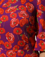 Dolce & Gabbana Purple Silk Floral Print Midi Sheath Dress
