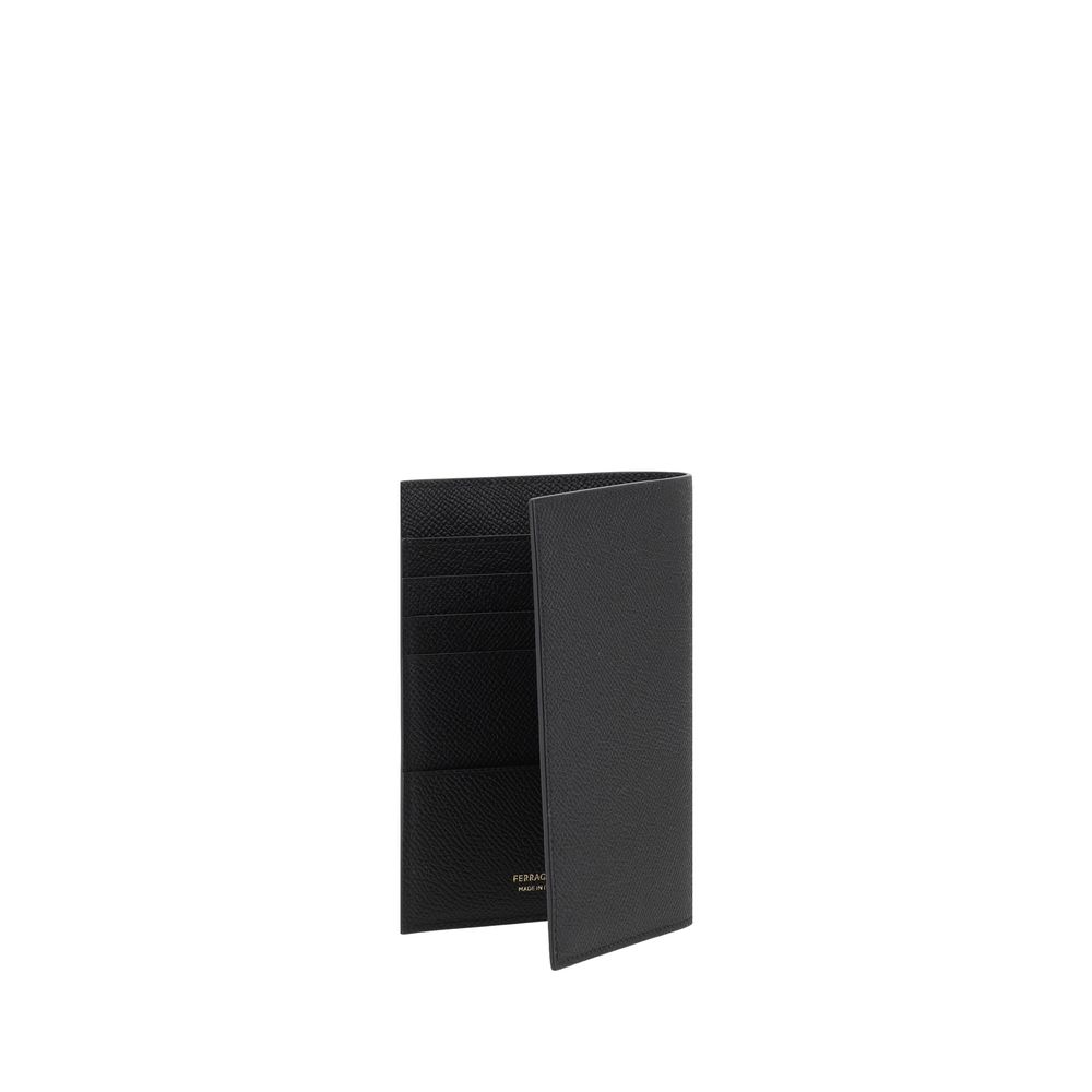 Ferragamo Black Calf Leather Bos Taurus Wallet