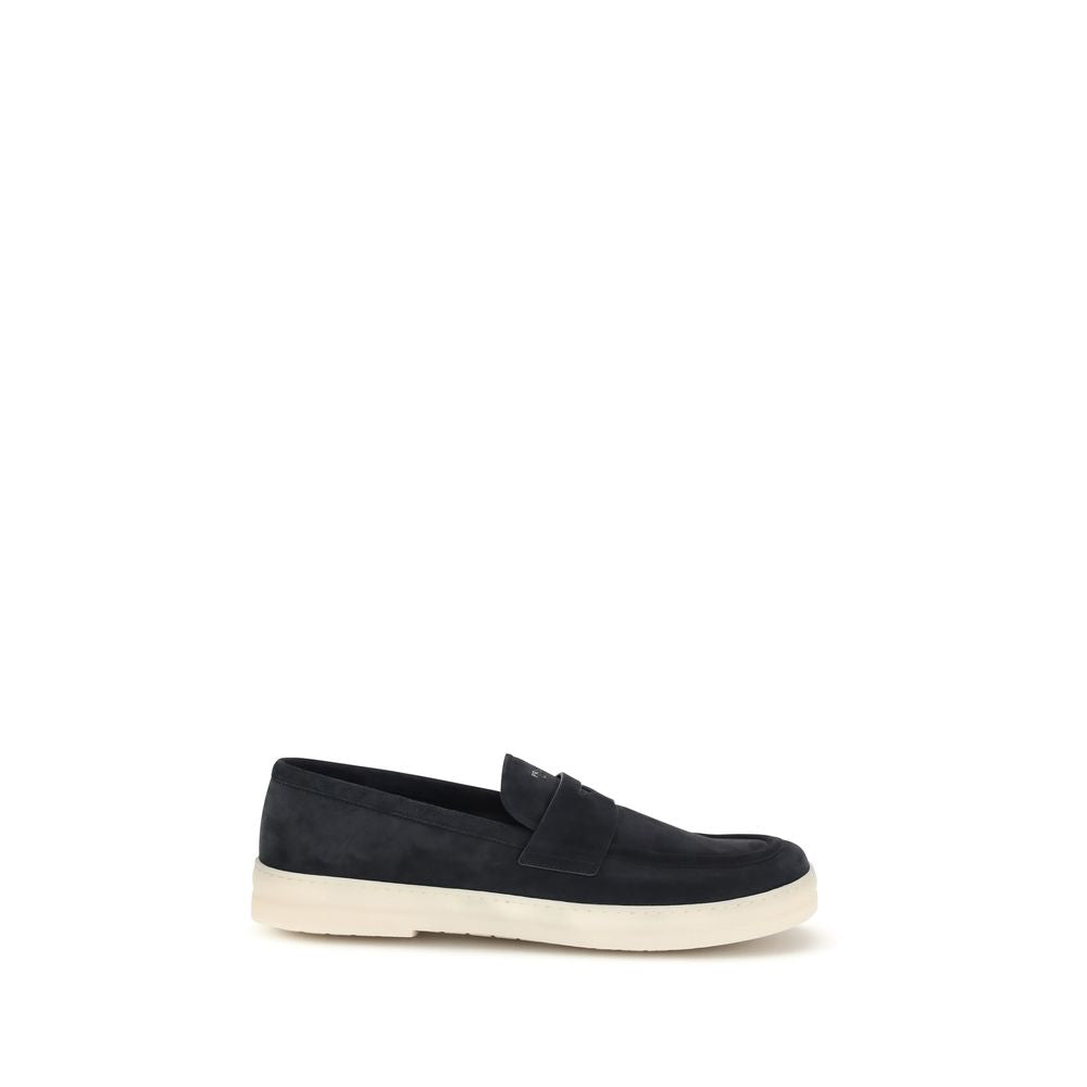 Prada Blue Calf Leather Bos Taurus Slip-On Loafers