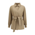Max Mara Brown Wool Oves Aries Sleveless Jacket
