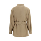 Max Mara Brown Wool Oves Aries Sleveless Jacket