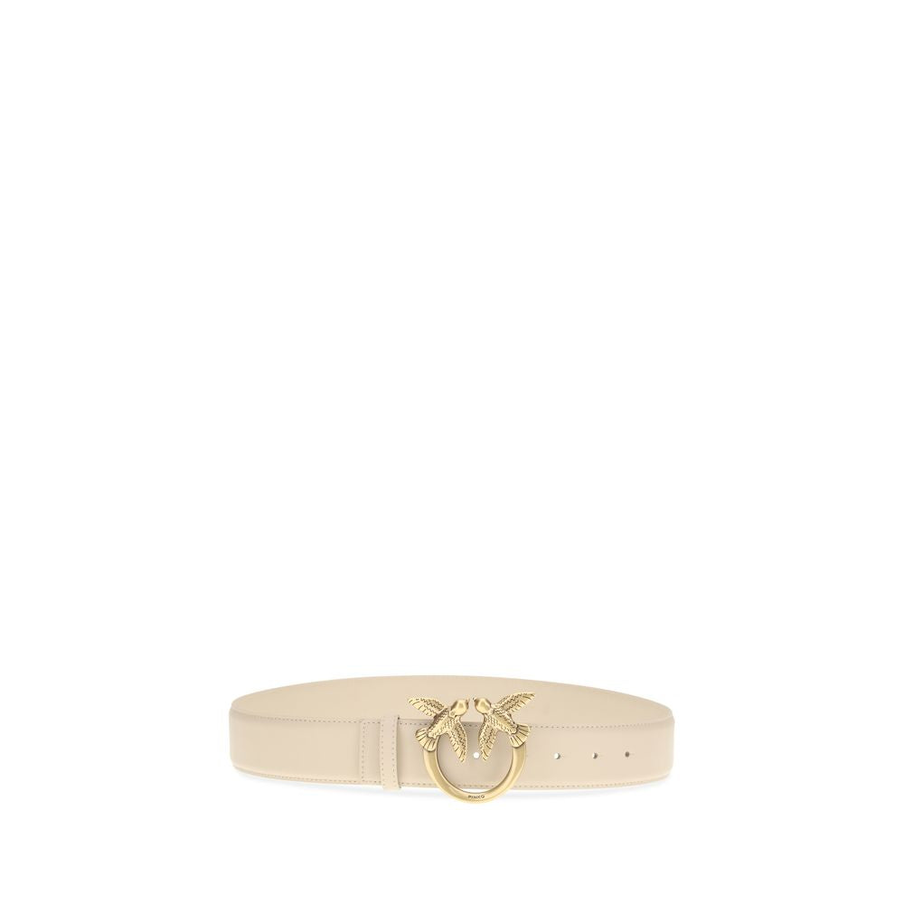 PINKO Beige Calf Leather Bos Taurus Regular Belt