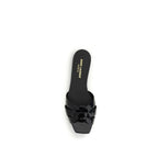 Saint Laurent Black Calf Leather Bos Taurus Flat Sandals