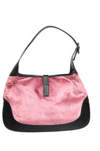 Gucci Jackie Pink Velvet And Black Leather Shoulder Bag