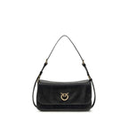 PINKO Black Calf Leather Bos Taurus Shoulder Bag