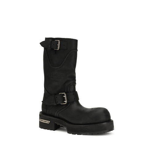 Balenciaga sorte snørestøvler i kalveskind (Bos Taurus)