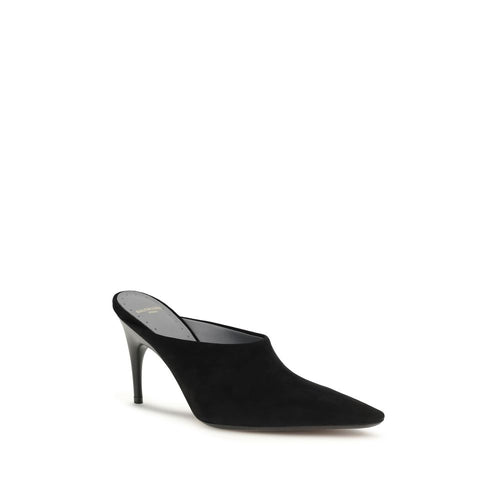 Balenciaga Czarne Zamszowe Klapki Muły