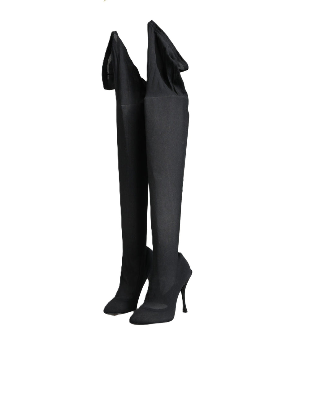 Dolce & Gabbana Black Stretch Socks Knee High Boots Shoes