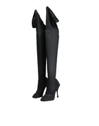 Dolce & Gabbana Black Stretch Socks Knee High Boots Shoes