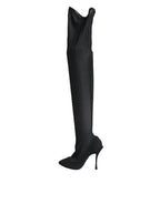 Dolce & Gabbana Black Stretch Socks Knee High Boots Shoes