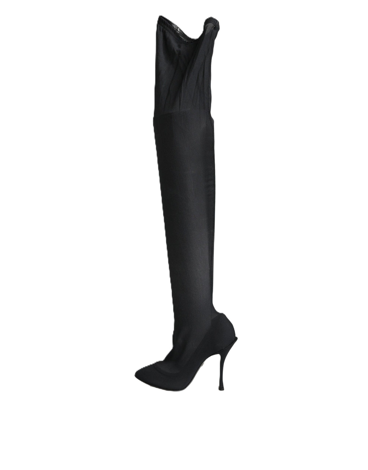 Dolce & Gabbana Black Stretch Socks Knee High Boots Shoes