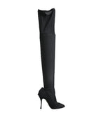 Dolce & Gabbana Black Stretch Socks Knee High Boots Shoes