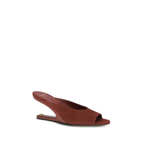 Klapki Balmain Bordeaux ze Skóry Koziej