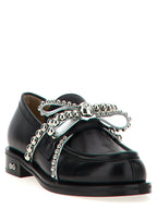 MACH & MACH Black Leather Slip-On Loafers