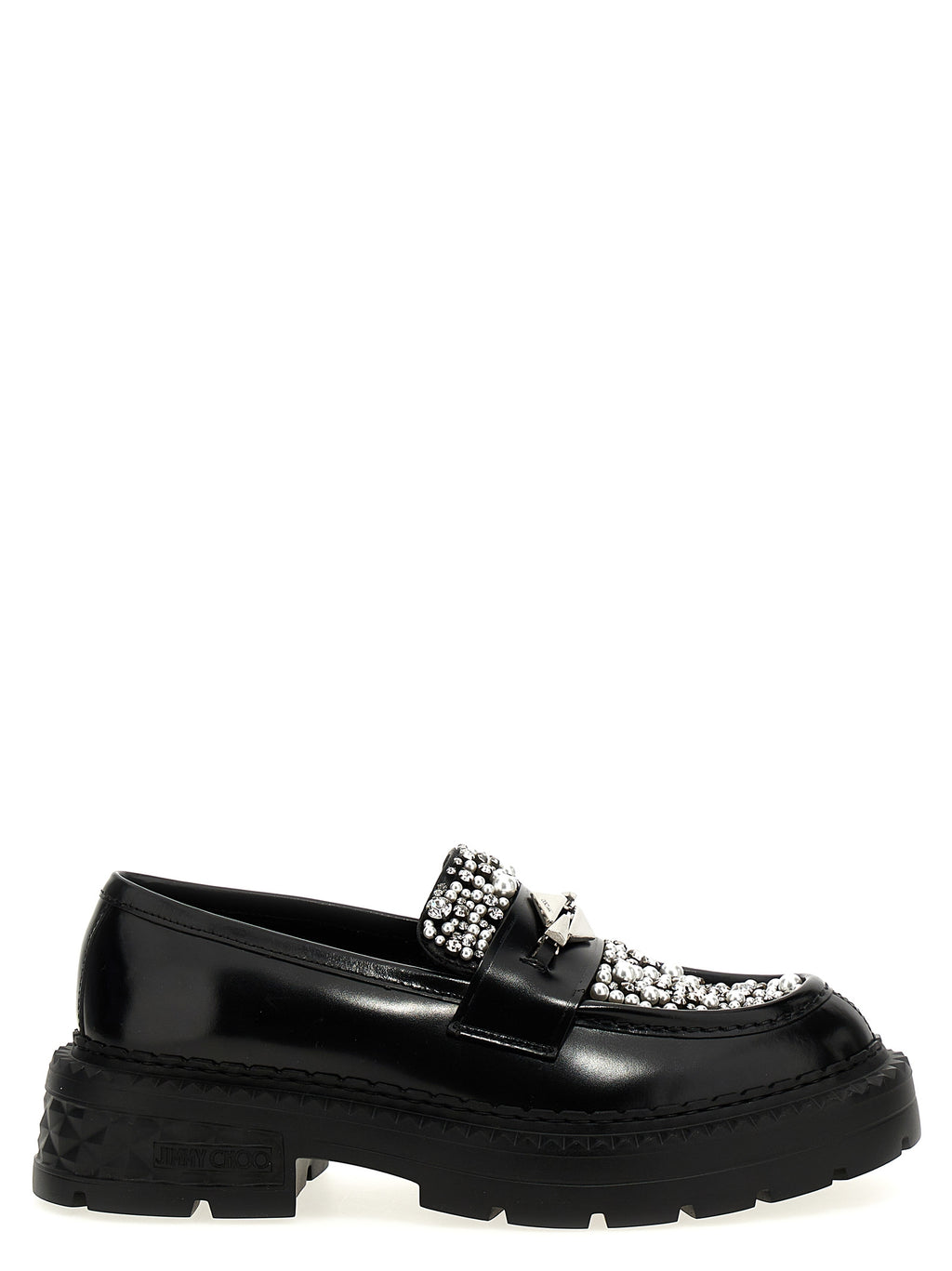 Jimmy Choo Black Calfskin Slip-On Loafers