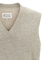 Maison Margiela Beige Cotton Sleeveles Sweater