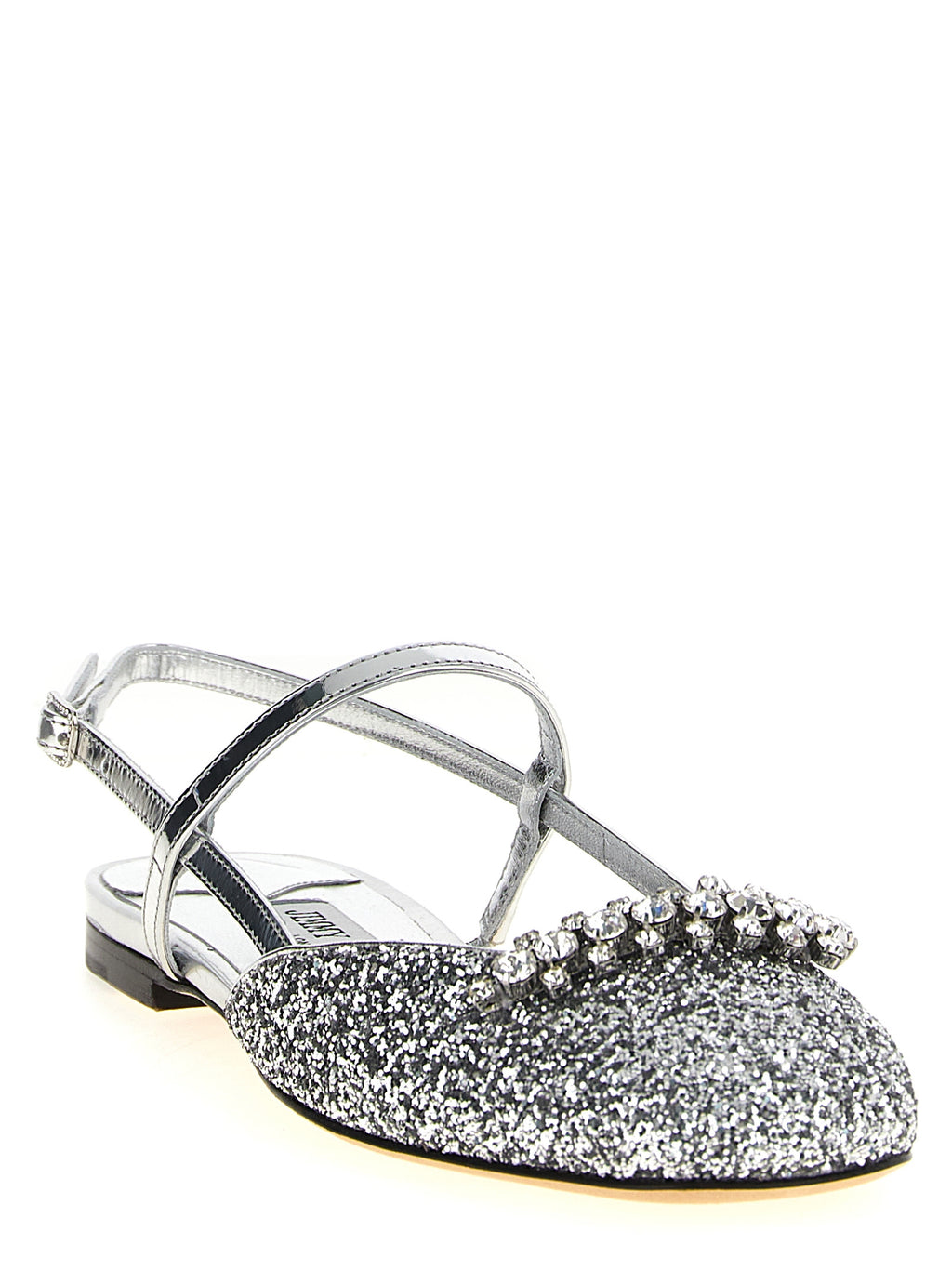 Jimmy Choo Silver Tencel Ballet Flats