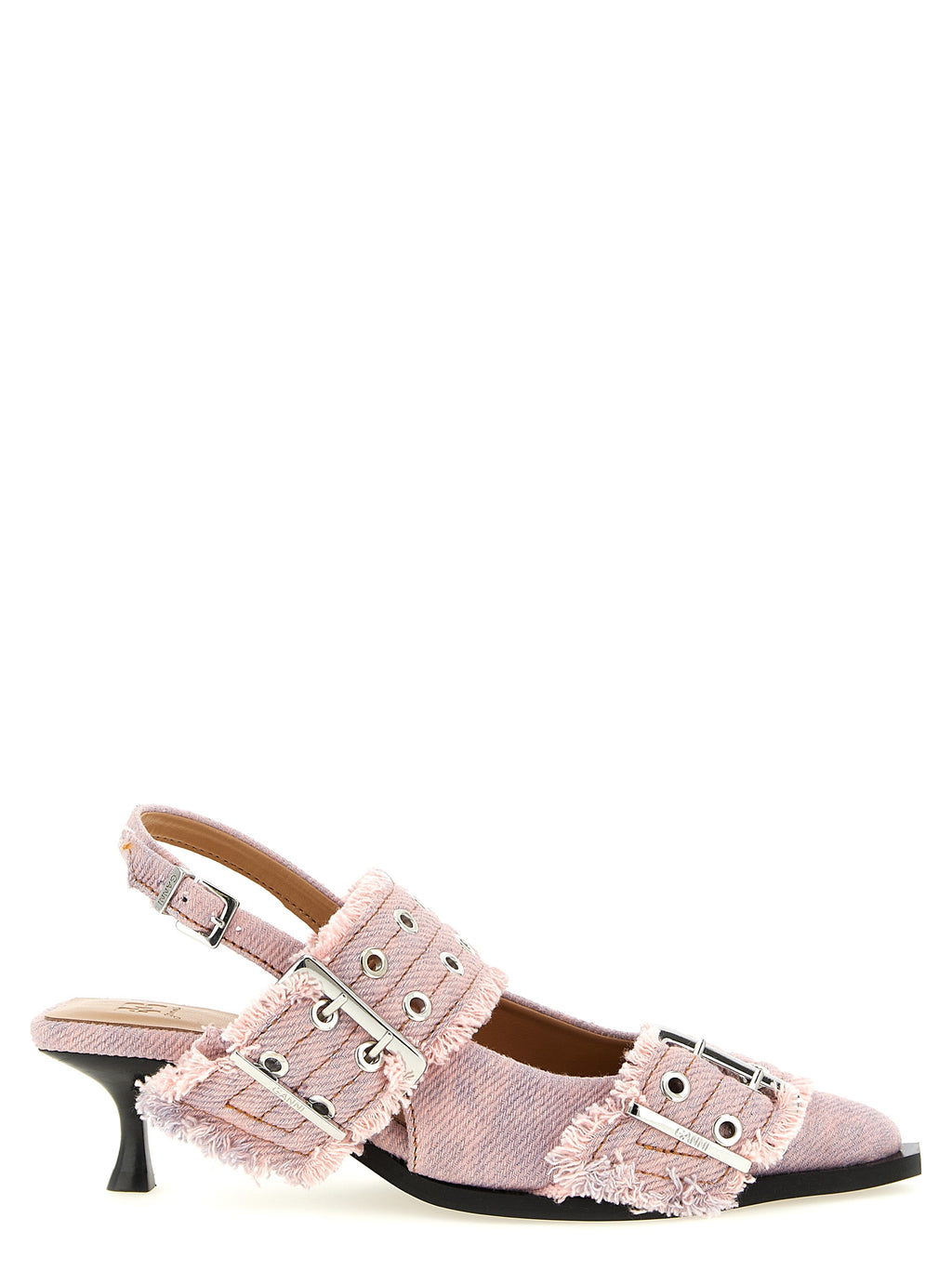 Ganni Multicolor Organic Cotton Mid Heel Pumps