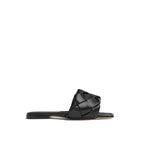 Bottega Veneta Black Lamb Leather Flat Sandals
