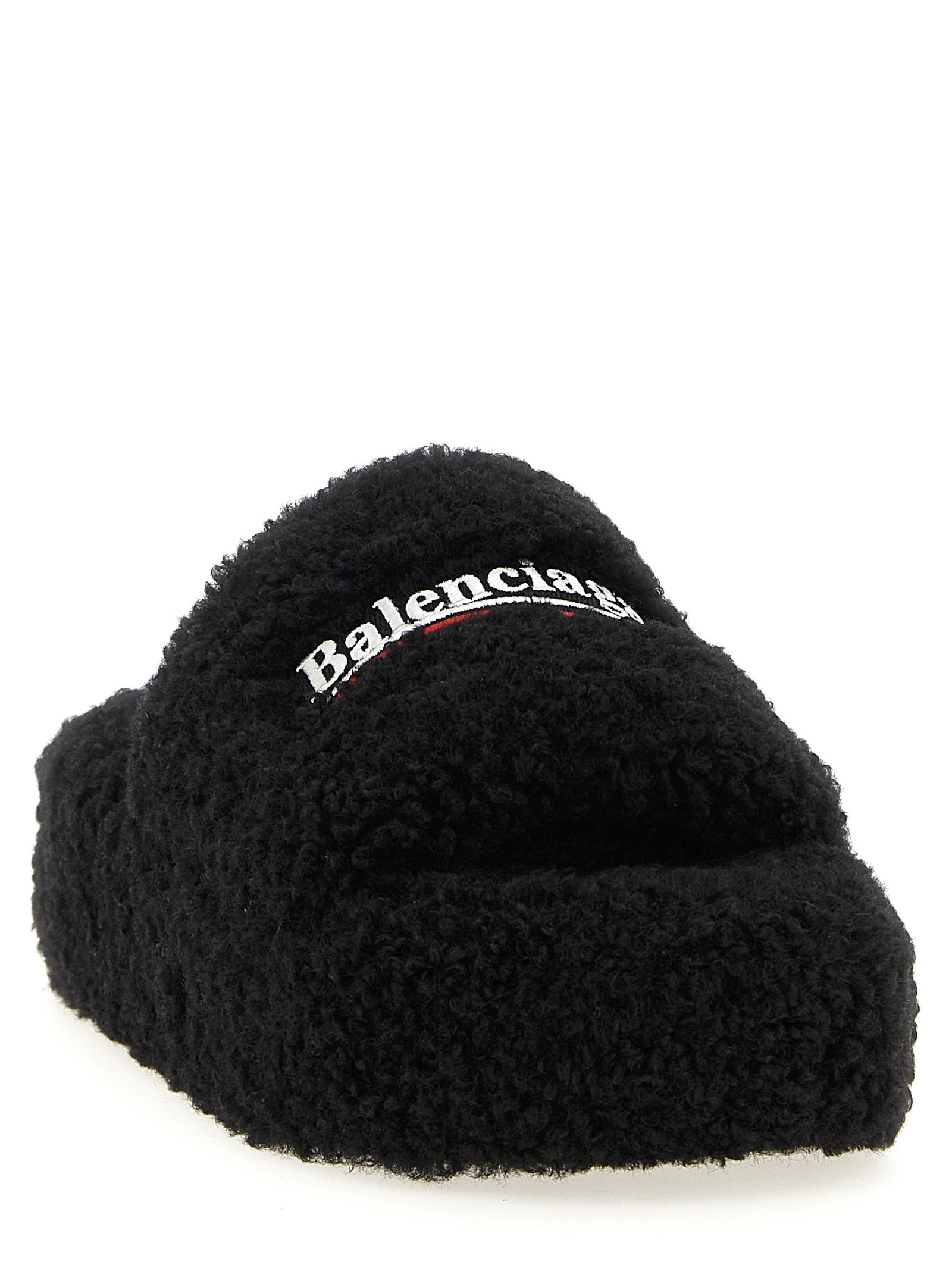 Balenciaga Black Polyester Slides