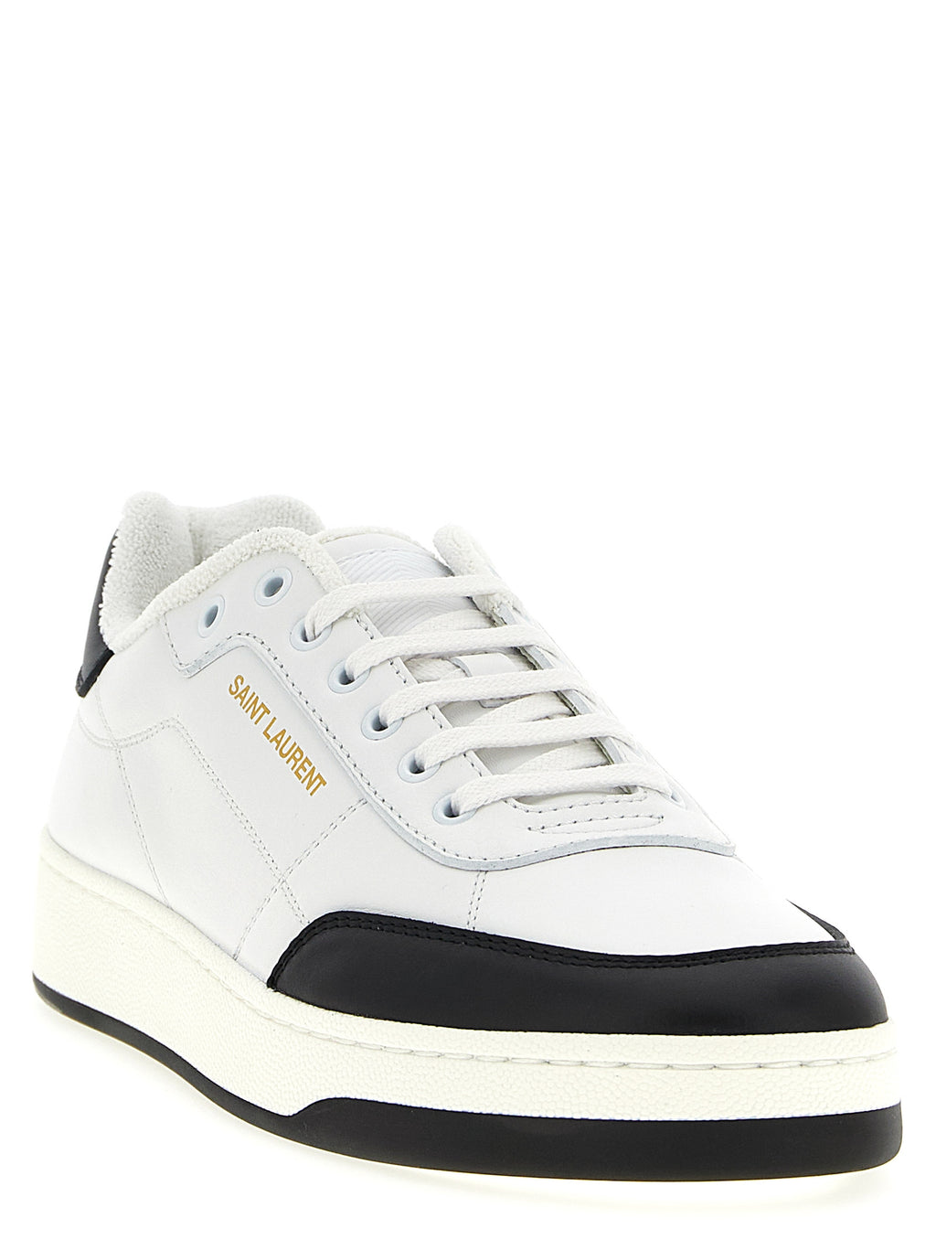 Saint Laurent Bicolor Calfskin Low Top Sneakers