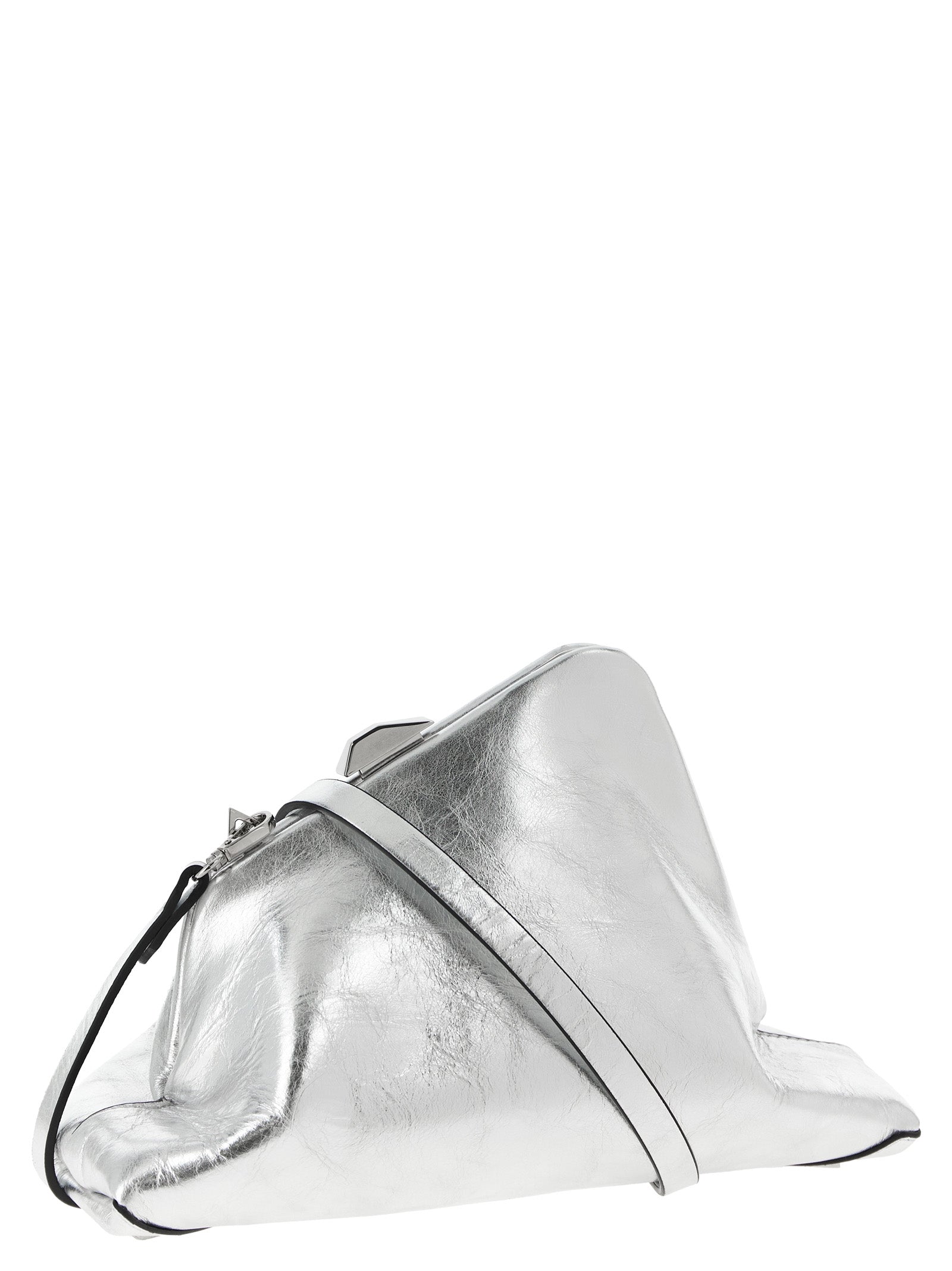 The Attico Silver Calfskin Clutch Bag