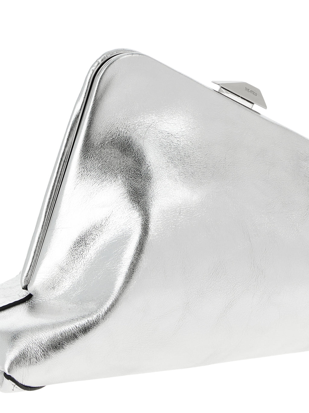 The Attico Silver Calfskin Clutch Bag