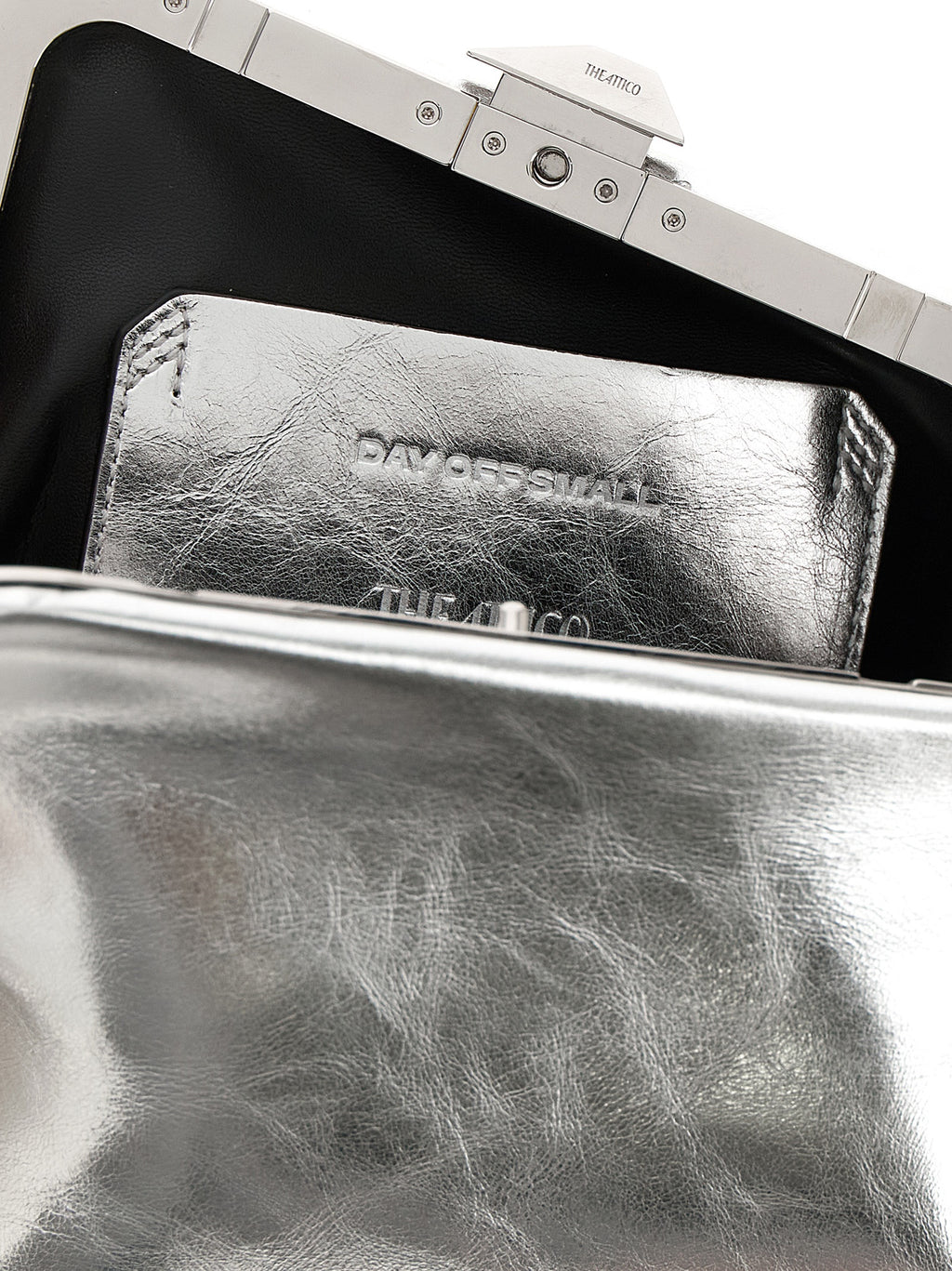 The Attico Silver Calfskin Clutch Bag