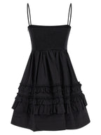 Ganni Black Cotton Short Dress