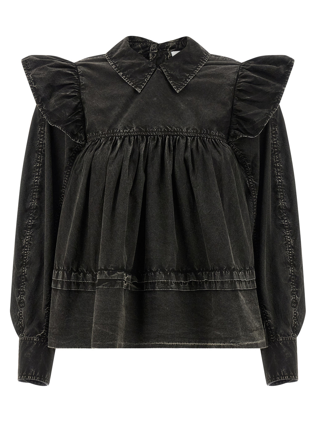 Ganni Black Organic Cotton Blouse