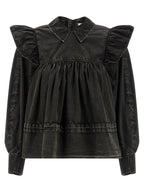 Ganni Black Organic Cotton Blouse