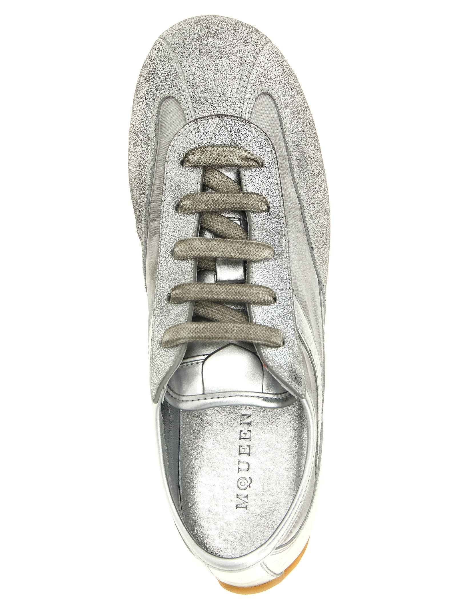 Alexander McQueen Silver Leather Athletic Sneakers